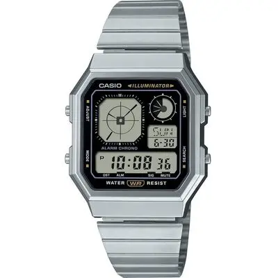 Casio Vintage Retro Future Edgy Collection - Silver (A130WE-1AEF) Unisex WATCHES