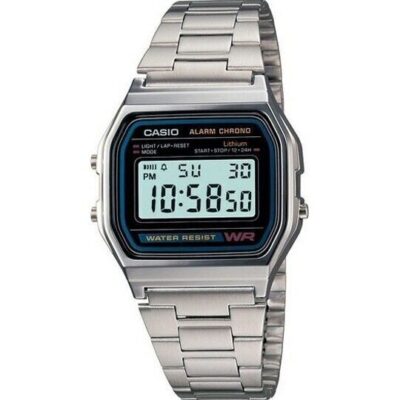 Casio Digital Stainless Steel Daily Alarm A158wa-1df A158wa-1 Men's Watch