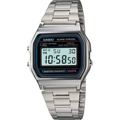 Casio Digital Stainless Steel Daily Alarm A158WA-1DF A158WA-1 Men's Watch