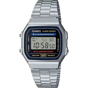 Casio Digital Alarm Chrono Stainless Steel A168WA-1WDF A168WA-1W Unisex Watch