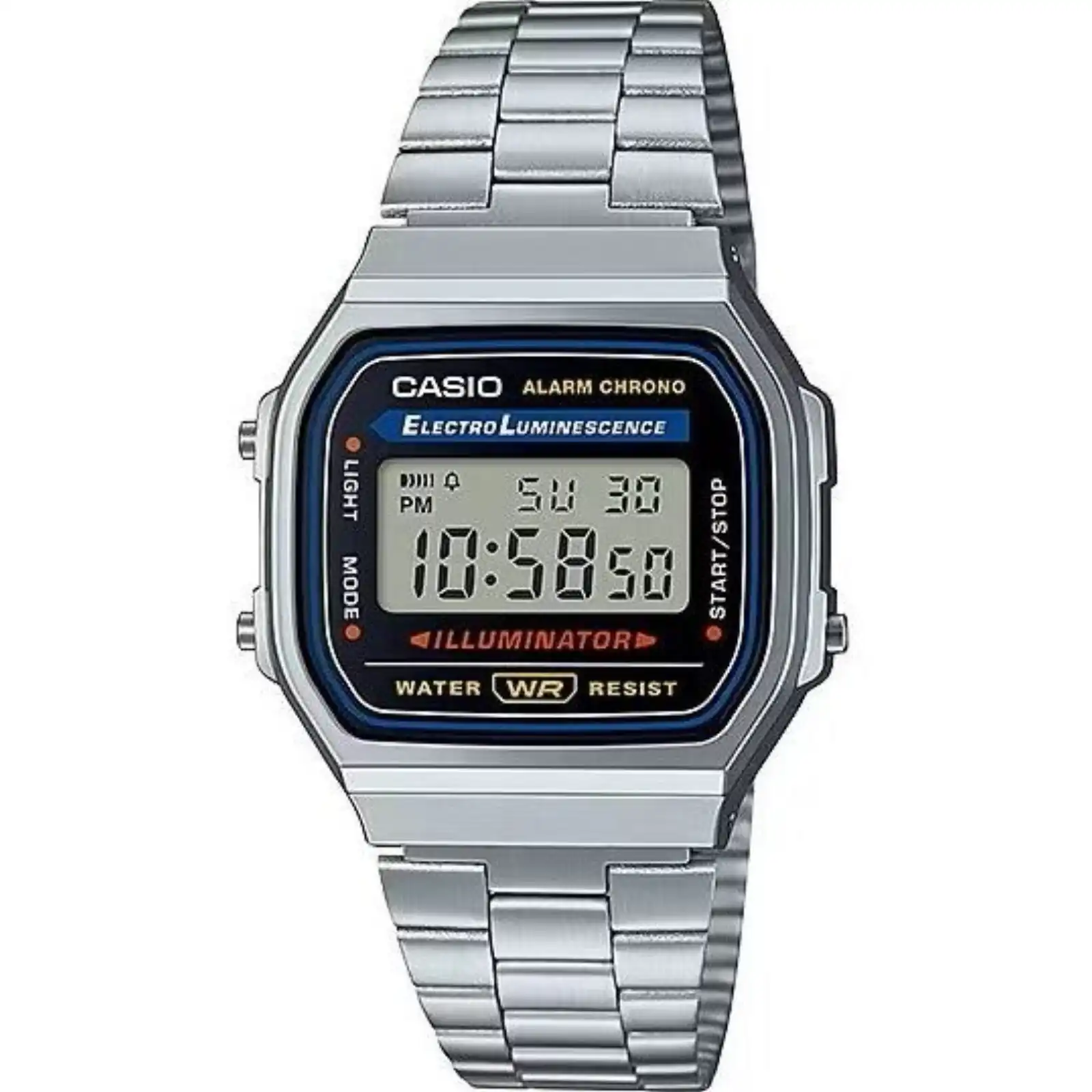 Casio Digital Alarm Chrono Stainless Steel A168WA-1WDF A168WA-1W Unisex Watch Casio Digital Alarm Chrono Stainless Steel A168WA-1WDF A168WA-1W Unisex Watch