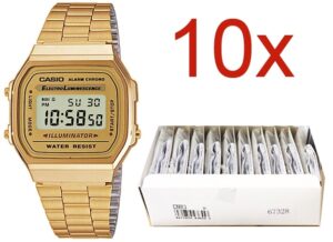 Casio Vintage A168wg-9e **pack 10 Pcs** (A168WG-9E-10) Unisex Watch