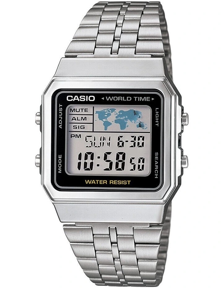 Casio Vintage World Time - Silver & Black (A500WA-1DF) Unisex Watch
