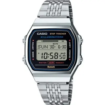 Casio Vintage Bluetooth® Smartphone Link - Steel - Built-in Accelerometer Senses Body Movements + Steps Counter - Black (ABL-100WE-1AEF) Unisex WATCHES