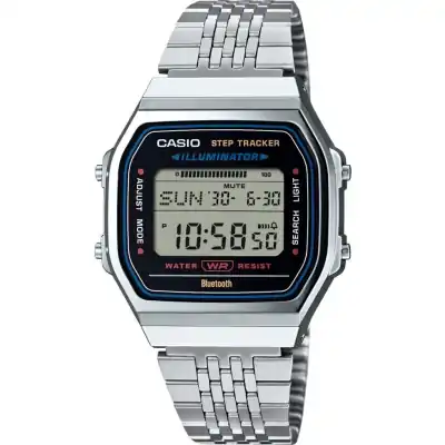 Casio Vintage Bluetooth® Smartphone Link - Steel - Built-in Accelerometer Senses Body Movements + Steps Counter - Black (ABL-100WE-1AEF) Unisex WATCHES