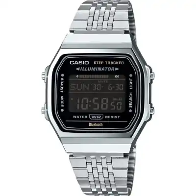 Casio Vintage Bluetooth® Smartphone Link - Steel - Built-in Accelerometer Senses Body Movements + Steps Counter - All Black (ABL-100WE-1BEF) Unisex WATCHES