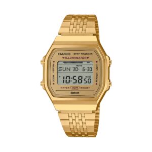 Casio Vintage Bluetooth® Smartphone Link - Gold - Built-in Accelerometer Senses Body Movements + Steps Counter (ABL-100WEG-9AEF) Unisex Watch