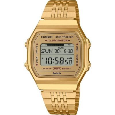 Casio Vintage Bluetooth® Smartphone Link - Gold - Built-in Accelerometer Senses Body Movements + Steps Counter - Gold (ABL-100WEG-9AEF) Unisex WATCHES