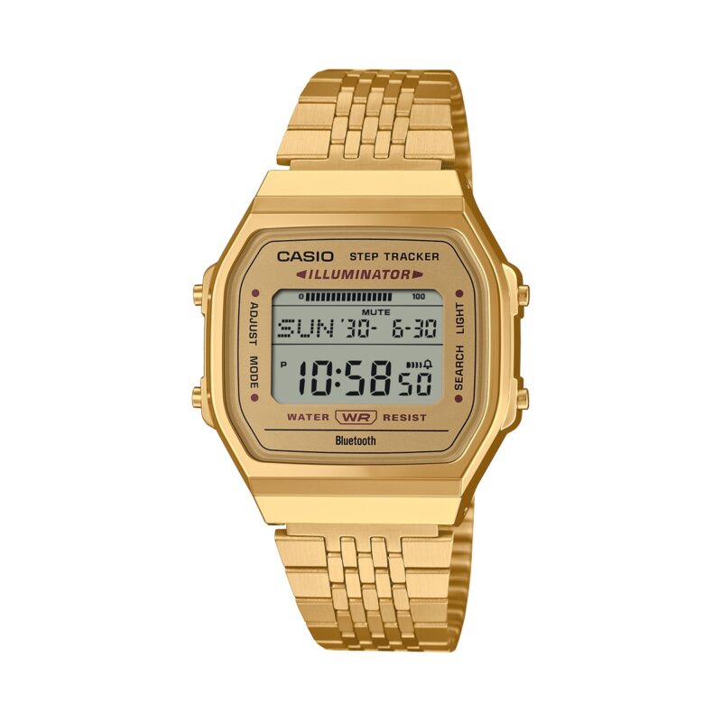 Casio Vintage Bluetooth® Smartphone Link - Gold - Built-in Accelerometer Senses Body Movements + Steps Counter (ABL-100WEG-9AEF) Unisex Watch