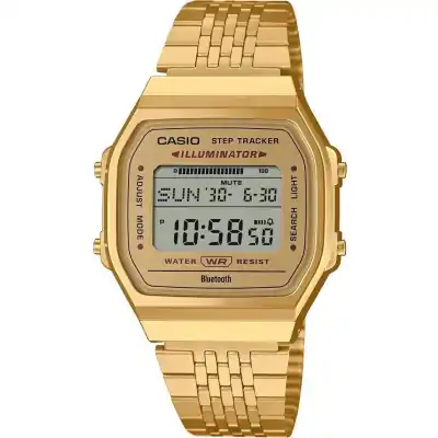Casio Vintage Bluetooth® Smartphone Link - Gold - Built-in Accelerometer Senses Body Movements + Steps Counter (ABL-100WEG-9AEF) Unisex WATCHES