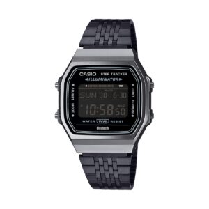 Casio Vintage Bluetooth® Smartphone Link - Black - Built-in Accelerometer Senses Body Movements + Steps Counter - All Black (ABL-100WEGG-1BEF) Unisex Watch