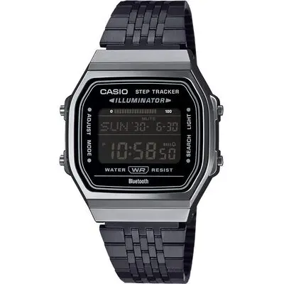 Casio Vintage Bluetooth® Smartphone Link - Black - Built-in Accelerometer Senses Body Movements + Steps Counter - All Black (ABL-100WEGG-1BEF) Unisex WATCHES