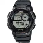 Casio Sport Diver - World Time Illuminator 5 Alarms. 10 Years Battery - Black (AE-1000W-1AVDF) Unisex WATCHES