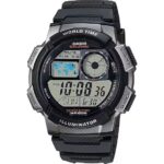 Casio Sport Diver - World Time Illuminator 5 Alarms. 10 Years Battery - Grey (AE-1000W-1BVDF) Men WATCHES