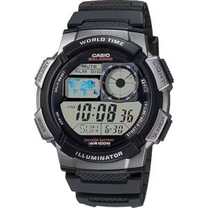 Casio Sport Diver - World Time Illuminator 5 Alarms. 10 Years Battery - Grey (AE-1000W-1BVDF) Men WATCHES