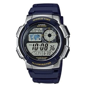 Casio Sport Diver - World Time Illuminator 5 Alarms. 10 Years Battery - Silver (AE-1000W-2AVDF) Men's Watch