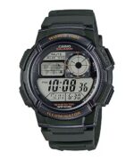 Casio Sport Diver - World Time Illuminator 5 Alarms. 10 Years Battery - Army Green (AE-1000W-3AVDF) Men's Watch