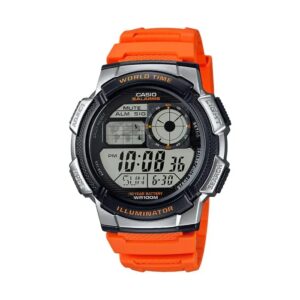 Casio Sport  Diver - World Time Illuminator 5 Alarms. 10 Years Battery - Orange (AE-1000W-4BVDF) Men's Watch