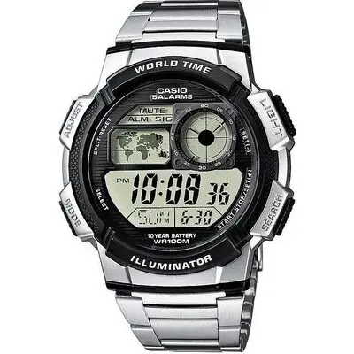 Casio Sport Diver - World Time Illuminator - 5 Alarms. 10 Years Battery (AE-1000WD-1AVDF) Men WATCHES