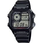 Casio Sport Diver - World Time Illuminator 5 Alarms - Future Classic Collection - All Black (AE-1200WH-1AVDF) Men WATCHES
