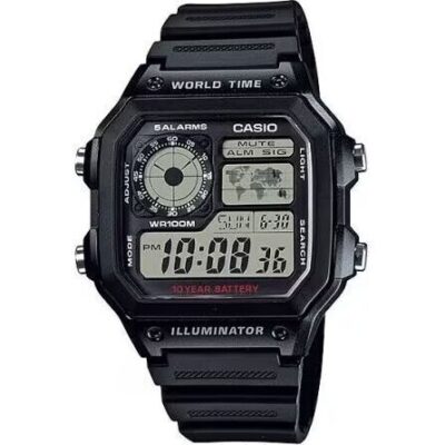 Casio Sport Diver - World Time Illuminator 5 Alarms - Future Classic Collection - All Black (AE-1200WH-1AVDF) Men WATCHES