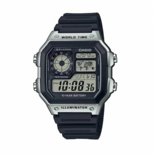 Casio Sport Diver - World Time Illuminator 5 Alarms - Future Classic Collection - Black Silver (AE-1200WH-1CVEF) Men's Watch