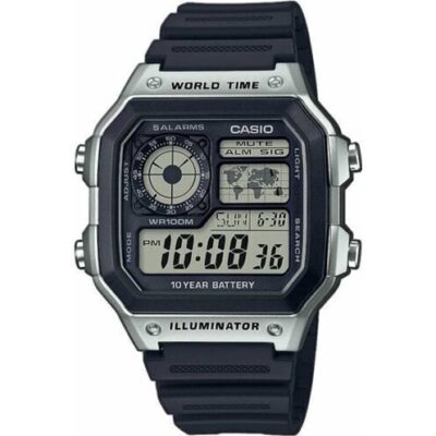 Casio Sport Diver - World Time Illuminator 5 Alarms - Future Classic Collection - Black (AE-1200WH-1CVEF) Men WATCHES