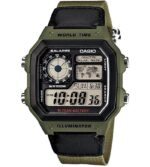 Casio Sport Diver - World Time Illuminator 5 Alarms - Future Classic Collection - Kakhi Green (AE-1200WHB-3BVDF) Men's Watch