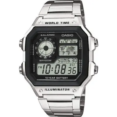 Casio Digital World Time WR100M AE-1200WHD-1AVDF AE-1200WHD-1AV Men's Watch