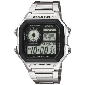 Casio Sport World Time Illuminator 5 Alarms - Future Classic Collection - Black Steel (AE-1200WHD-1AVEF) Men's Watch
