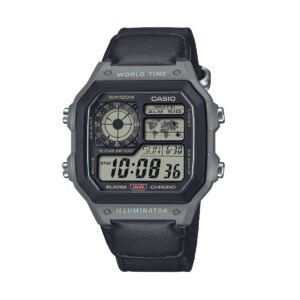 Casio Sport Illuminator - World Time Illuminator 5 Alarms - Future Classic Collection - Black (AE-1200WHUB-8AVEF) Men's Watch