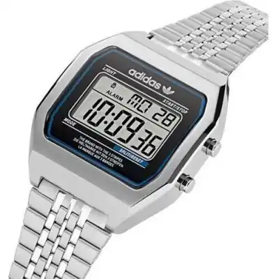 Adidas Originals Digital Two AOST22072 – 36mm Women's Digital Watch in Silver-Tone Stainless Steel with Mesh-Style Link Bracelet