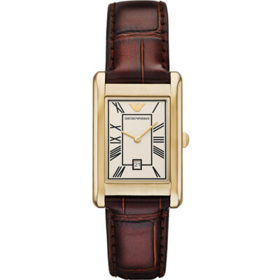 Emporio Armani Brown Leather Strap White Dial Quartz AR11665 Men's Watch