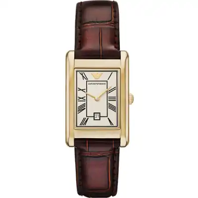 Emporio Armani Brown Leather Strap White Dial Quartz AR11665 Men's Watch