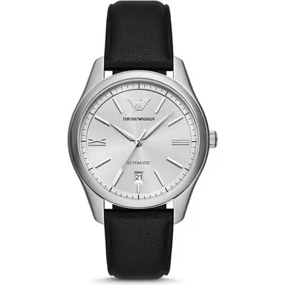 Emporio Armani Leather Strap Silver Dial Automatic AR60077 Men's Watch