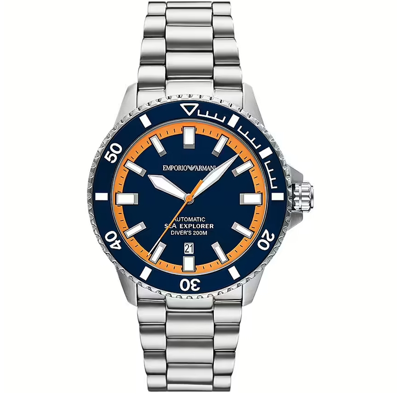 Emporio Armani Sea Explorer Stainless Steel Blue Dial Diver's Automatic AR60090 200M Men's Watch