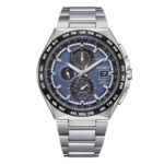 Citizen Eco-Drive Radio Controlled GMT Chronograph Super Titanium Blue Dial AT8238-84L 100M Men's Watch