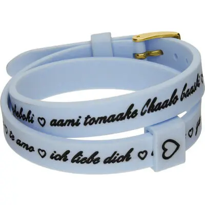 Il Mezzometro I Love You Gold Buckle Edition - Light Blue - Bracciale In Silicone/silicone Bracelet (BMG1706) Unisex JEWELRY