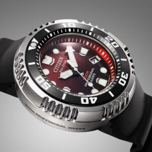 Citizen Promaster Polyurethane Strap Red Dial Eco-Drive Diver's BN1024-01Z 300M Men's Watch