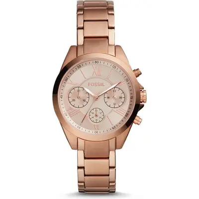 Fossil Modern Courier Midsize Women’s Chronograph Watch – 36mm Rose Gold-Tone Stainless Steel, Roman Numeral Dial & 5 ATM Water Resistance (BQ3036)