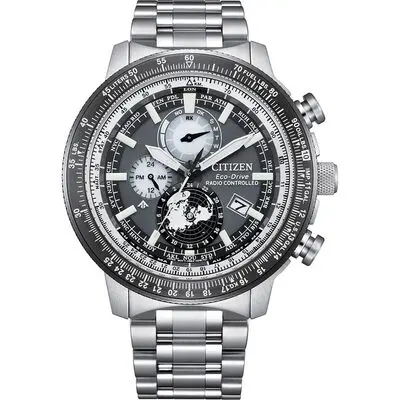Citizen Promaster Geo Trekker Stainless Steel Grey Dial Eco-Drive BY3006-53H 200M Men's Pilot Watch