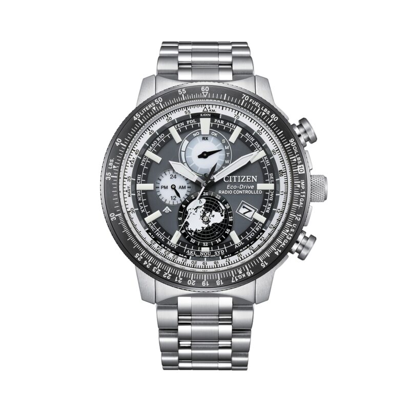 Citizen Promaster Geo Trekker Stainless Steel Grey Dial Eco-Drive BY3006-53H 200M Men's Pilot Watch