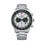 Citizen Eco-Drive Chronograph Stainless Steel White Dial CA4500-91A 100M Men's Watch