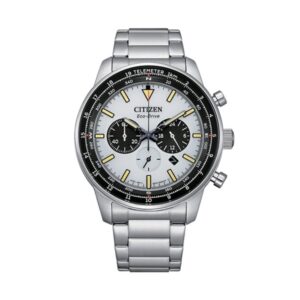 Citizen Eco-Drive Chronograph Stainless Steel White Dial CA4500-91A 100M Men's Watch