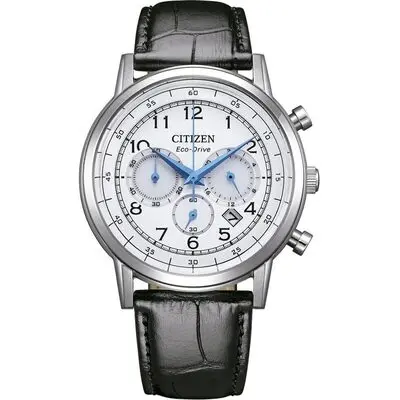 Citizen Eco-Drive Chronograph Leather Strap White Dial CA4630-02A Men's Watch