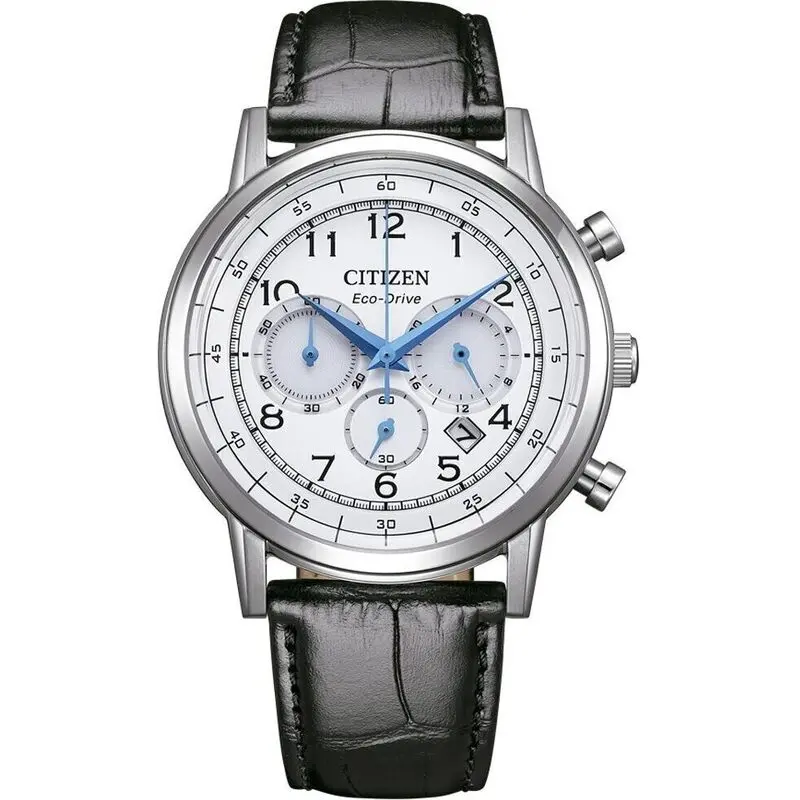 Citizen Eco-Drive Chronograph Leather Strap White Dial CA4630-02A Men's Watch