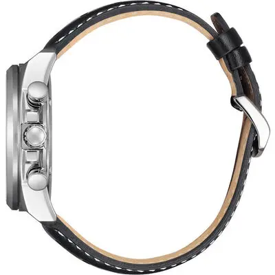 Citizen Eco-Drive Chronograph Leather Strap White Dial CA4640-09A 100M Men’s Watch - CA4640-09A