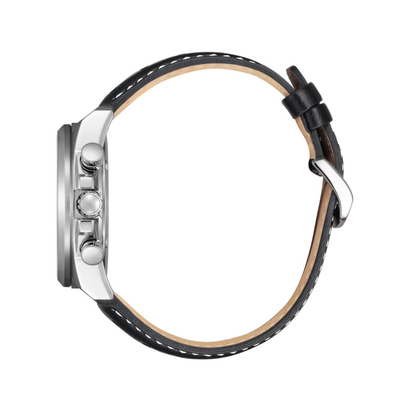 Citizen Eco-Drive Chronograph Leather Strap White Dial CA4640-09A 100M Men’s Watch - CA4640-09A