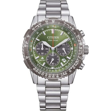 Citizen Promaster Sky Chronograph Stainless Steel Green Dial Eco-Drive Diver's CA4664-60W 200M Men's Watch