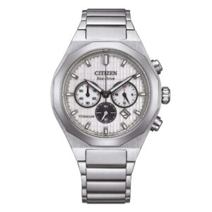 Citizen Zenshin Chronograph Super Titanium White Dial Eco-Drive CA4690-51A 100M Men's Watch